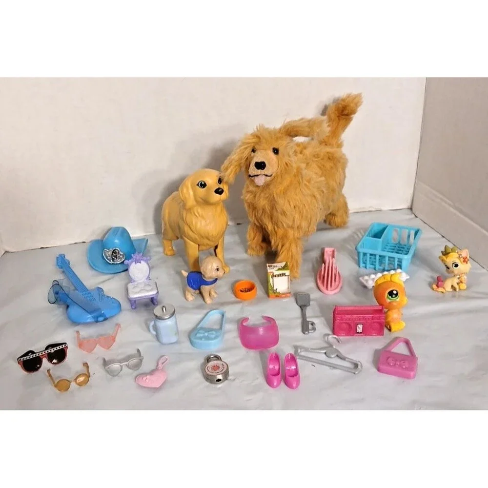 Barbie Dogs & Accessories Lot of 27 Ginger not working sunglasses guitar purse